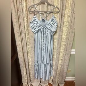 GAP Blue & White Striped Tie-Front Maxi Dress | Medium‎ Tall